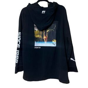 fenty x puma graphic print black hoodie hooded sweater womens size xs